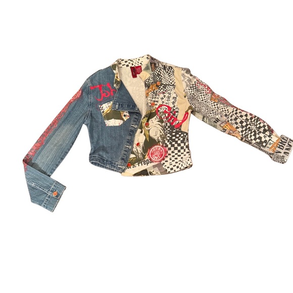 Johnny Girl Patchwork Denim and Print Jacket - Picture 7 of 12